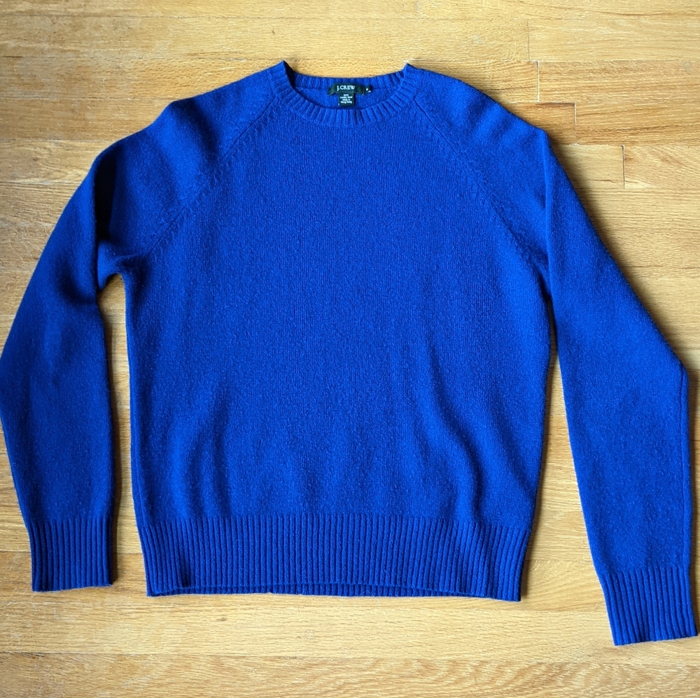 J. Crew Lambs Wool Cobalt Blue Crewneck Sweater